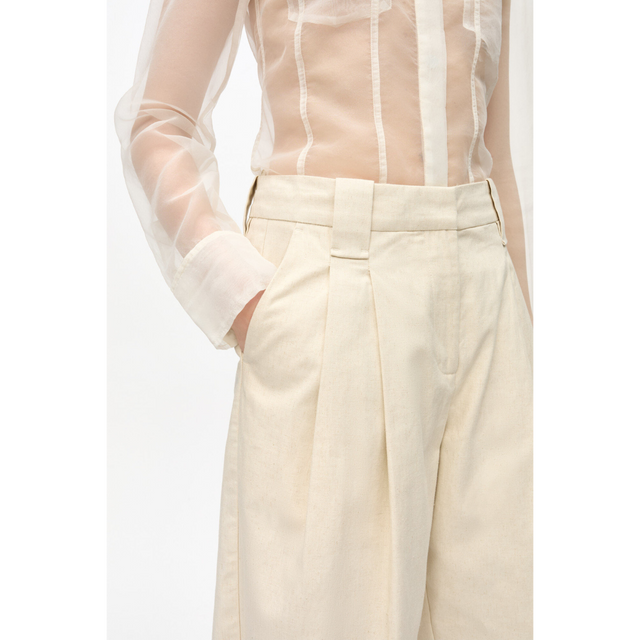 Ganni – Weite Shorts aus melierter Baumwolle