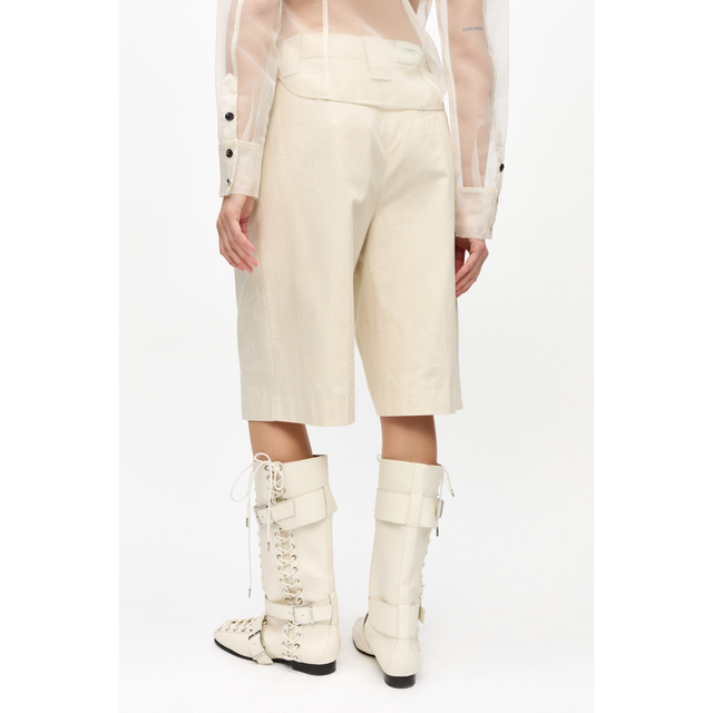 Ganni – Weite Shorts aus melierter Baumwolle