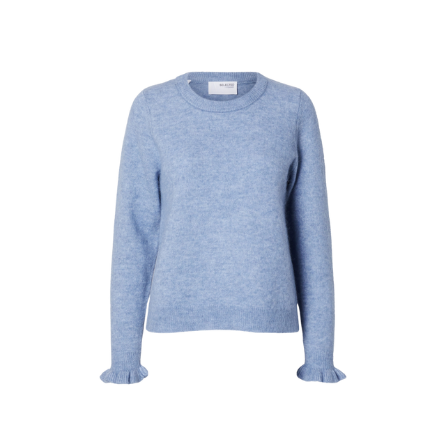 Selected Femme Lulu LS Knit Frill Cuff O-Neck