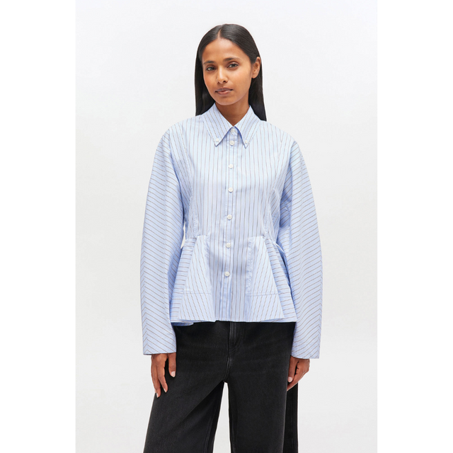 Ganni Printed Stretch Cotton Buttoned Shirt