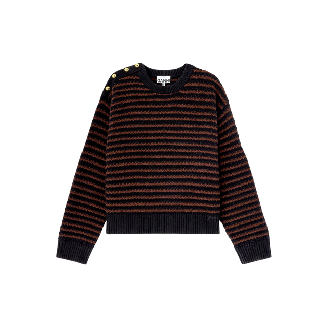 Ganni Rundhalsausschnitt aus weichem Baumwoll-Woll-Mix