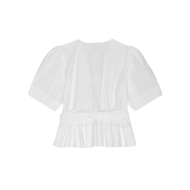 Ganni Baumwollbluse mit Bindebändern