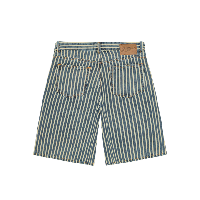 Ganni – Jeansshorts mit hellen Streifen