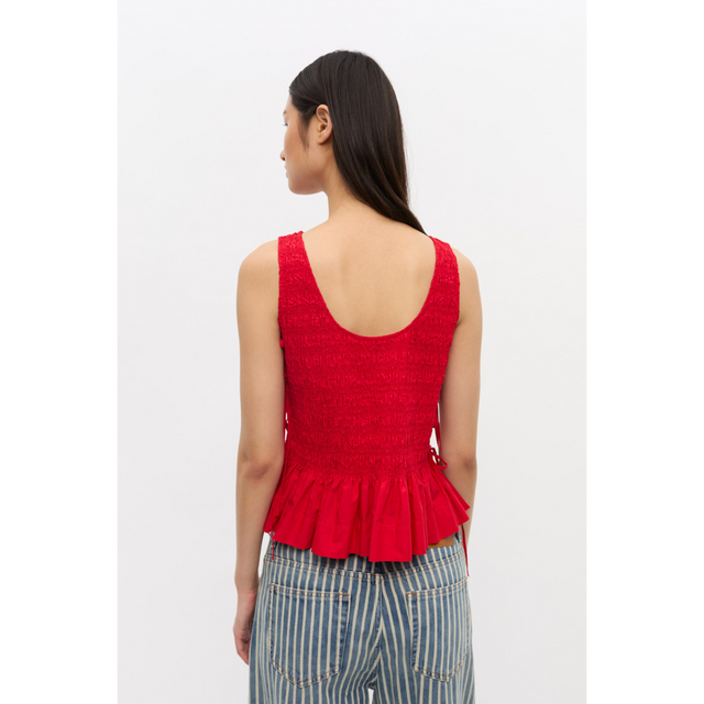 Ganni Poplin Smock Tie String Top