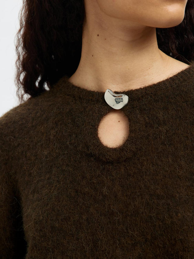 Selected Women-Slflulu Brushed LS Knit Keyhol