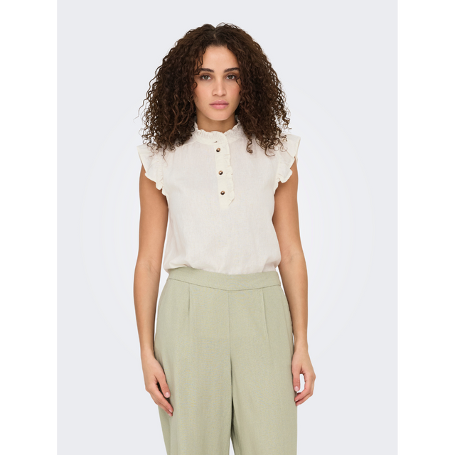 JDY Say S/L Linen Frill Top Woven