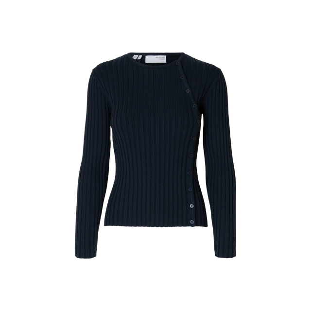 Selected Femme Helen LS Knit Button O-Neck