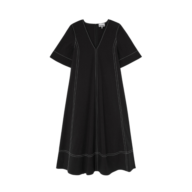 Ganni Stretch Cotton A-line Long dress