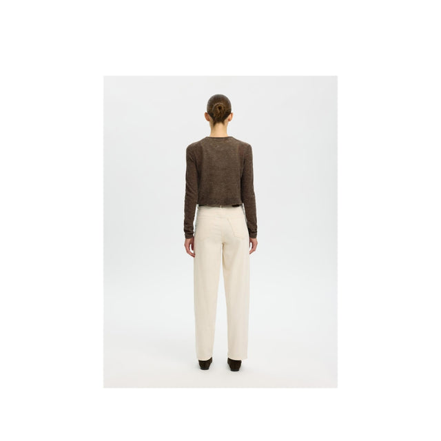 Chocholate chip strik cardigan fra Selected woman - bag