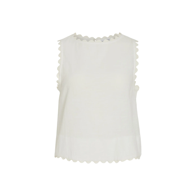 VILA Mindy O-Neck S/L SCALLOP TOP