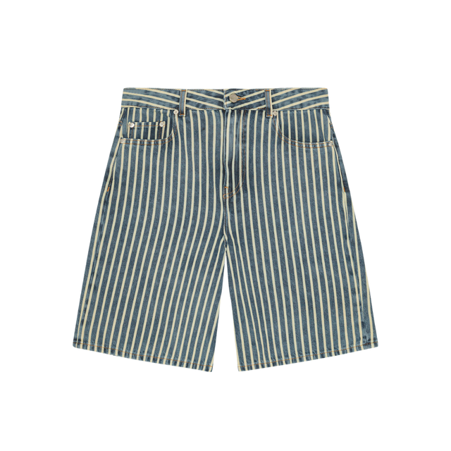 Ganni – Jeansshorts mit hellen Streifen