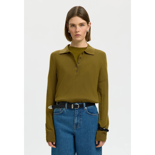Selected Thea LS Knit Merino Collar Neck Noos