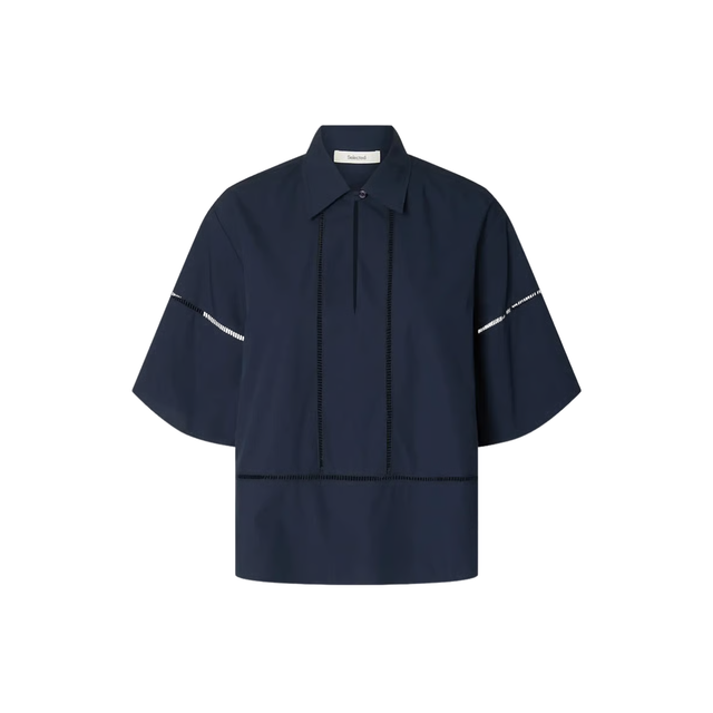 Selected Women Delia 2/4 Boxy Ladder Stitch Top