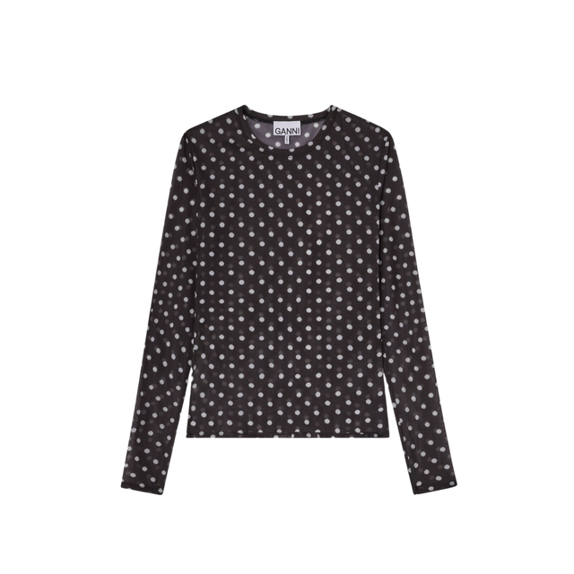 Ganni Printed Sheer Jersey Longsleeve