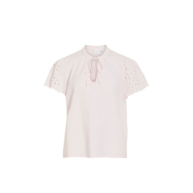 VILA Pippa O-Neck S/S Embroidered Top